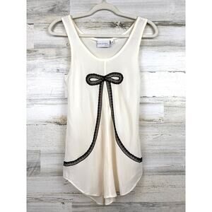 Evgenia Womens S Cream Silk Camisole Black Bow Luxury Lingerie Tank